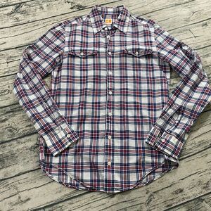 Boss‎ Orange Mens Button Front Shirt Size S Plaid Tartan Long Sleeve Metallic